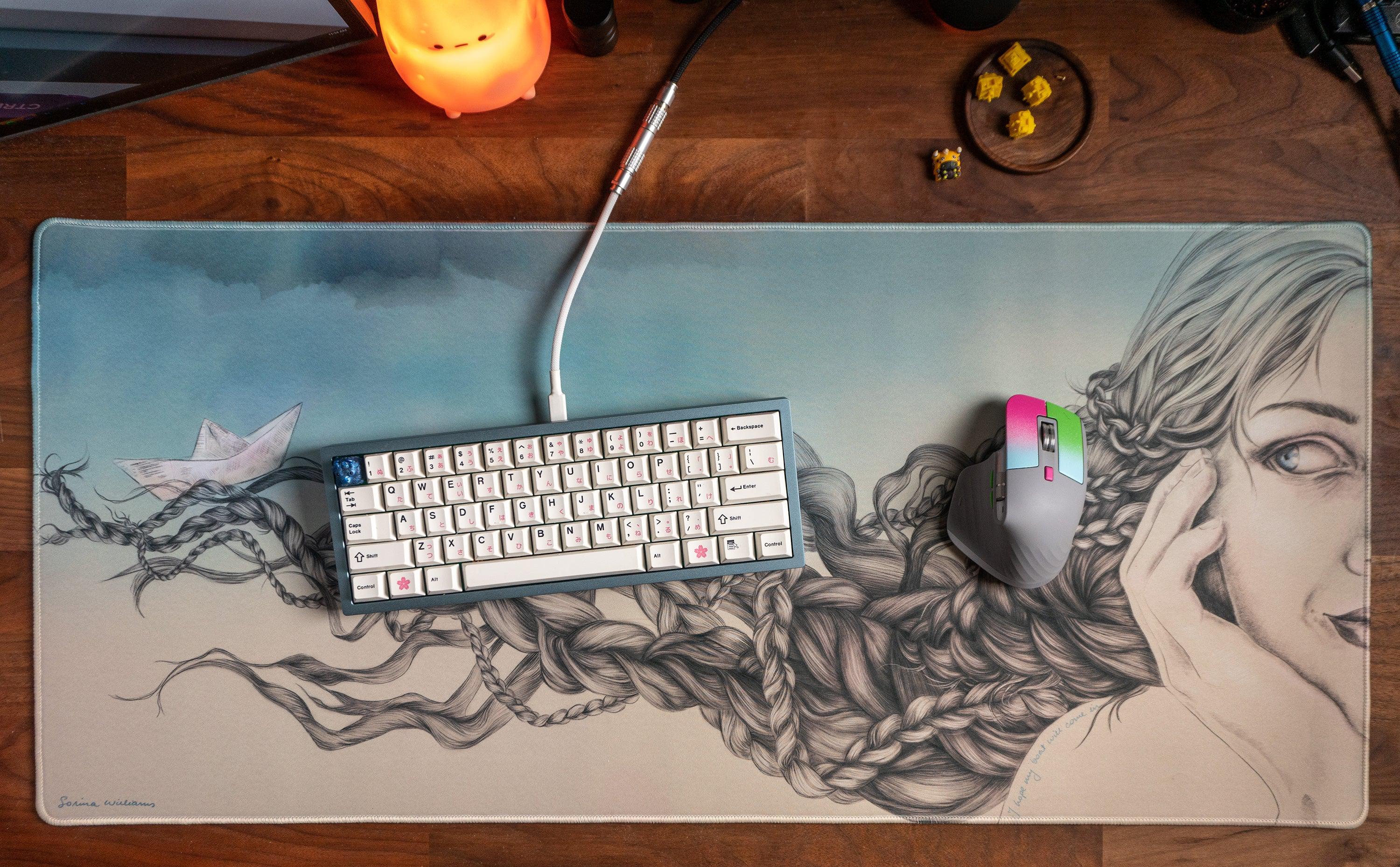 I hope my boat will come in... Desk Pad-mouse pad-Space Cables