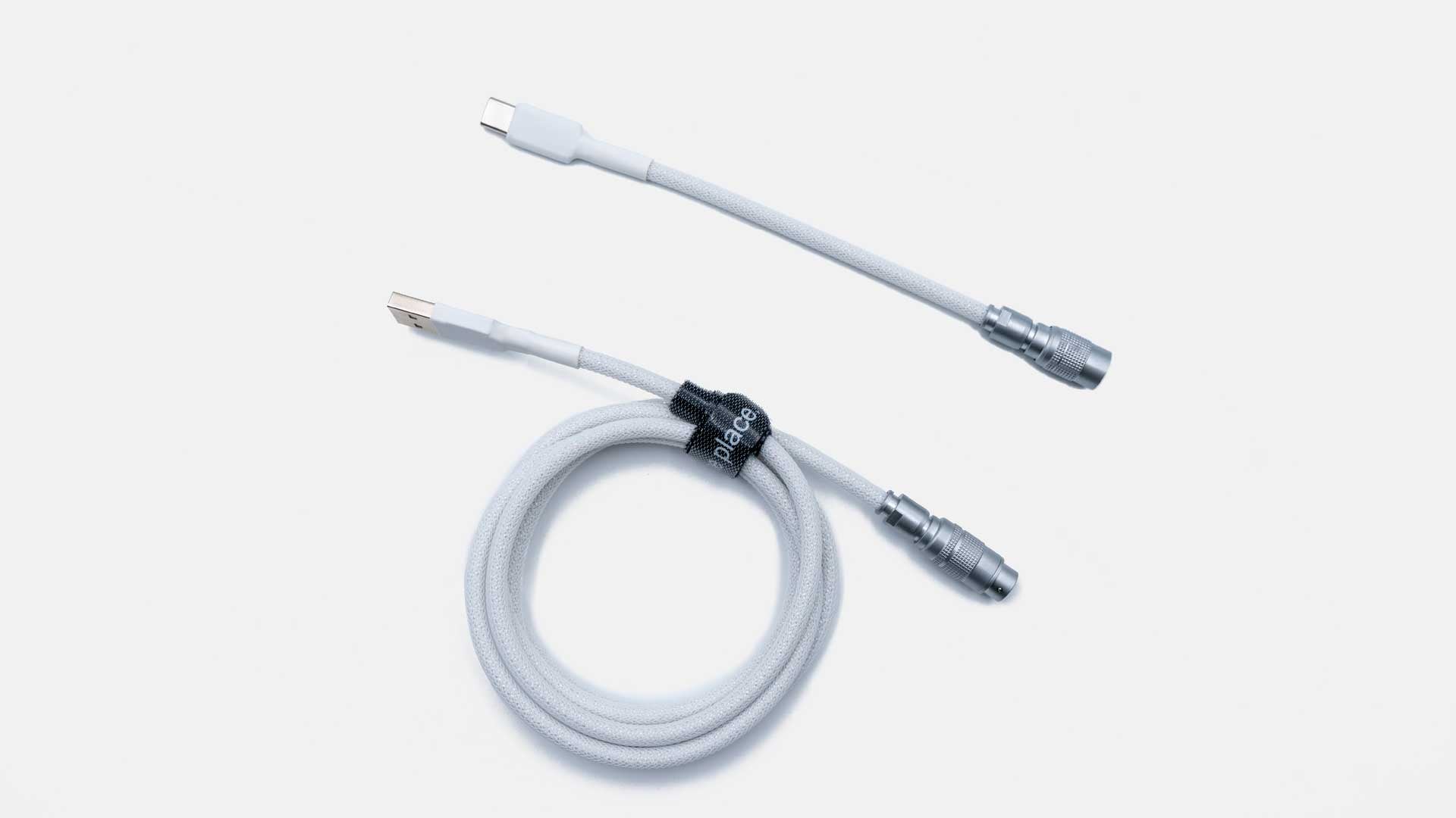 WHITE YC8 CABLE-Space Cables-coiled keyboard cable-coiled usb c cable-coiled cable keyboard